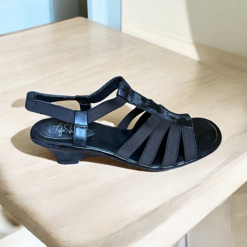 lifestride black womens sandals size 9